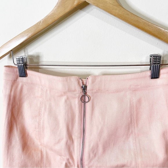 For Love & Lemons Pink Zip Up Crème Puff Denim Mini Skirt Size Medium - Picture 3 of 8